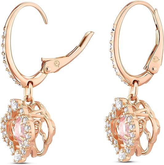 Rose Gold Earrings With Pink And White Stones 3