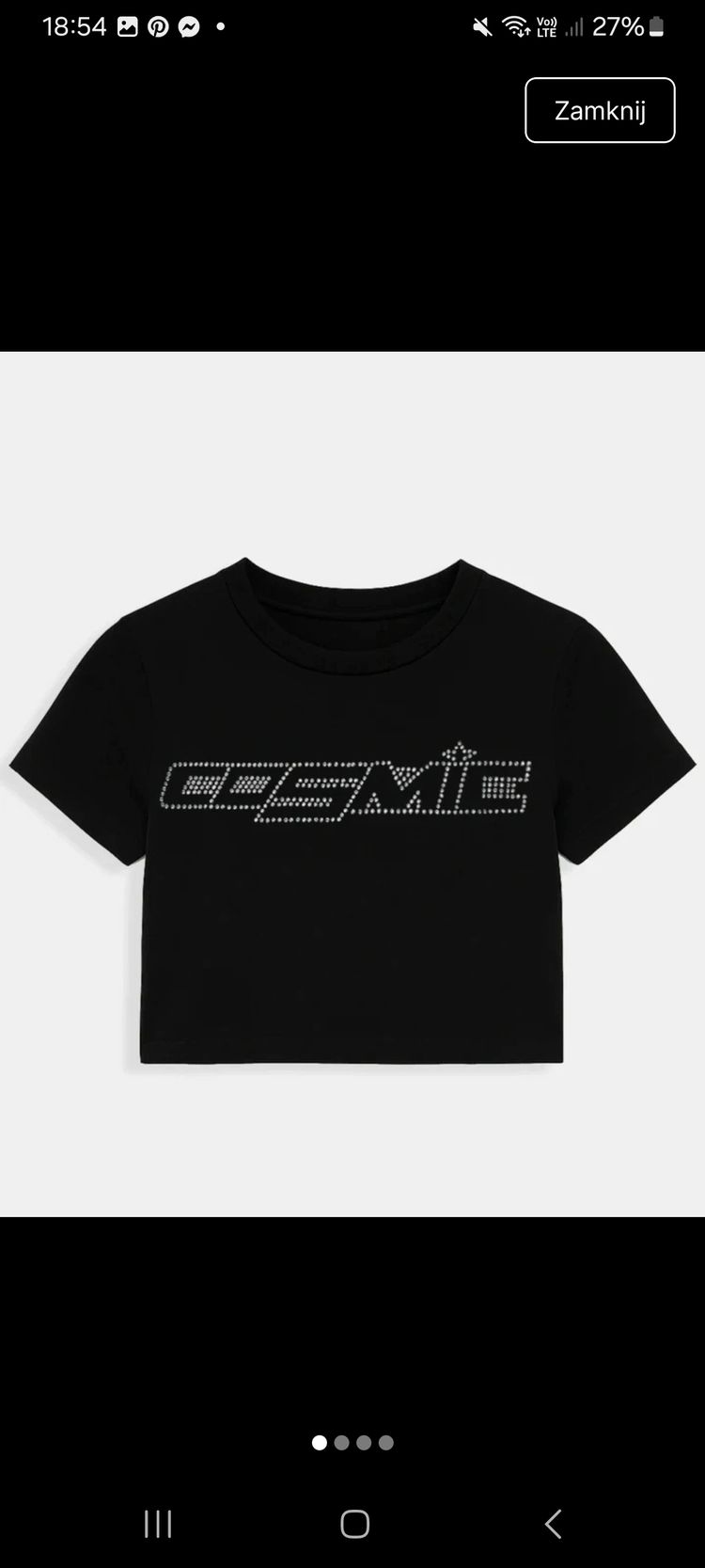 Black Crop Top With Cosmic Rhinestone Text