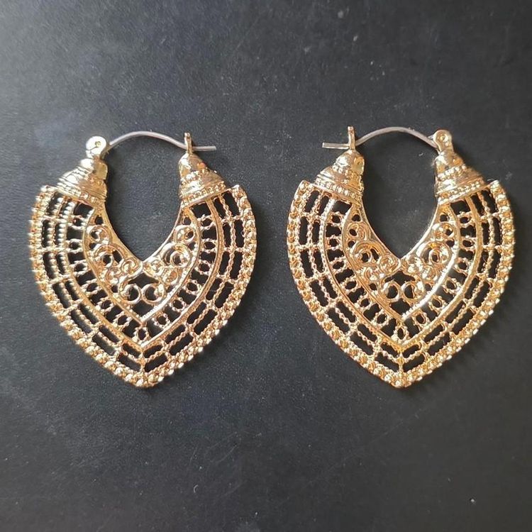 Gold plated Filigree Hoop Earrings