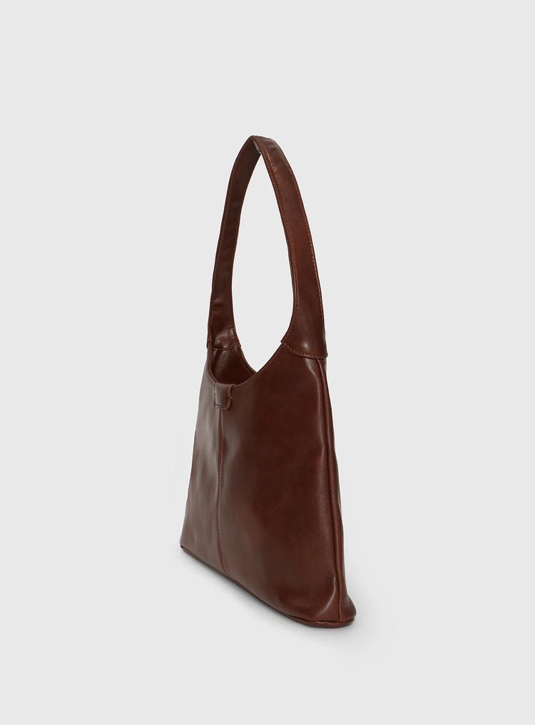 Brown Leather Shoulder Bag obraz 4