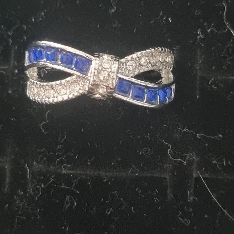 Silver Ring With Blue And Clear Stones