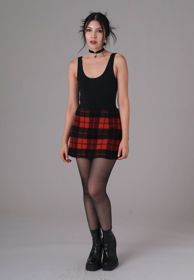 Immagine di Red And Black Checkered Mini Skirt 2