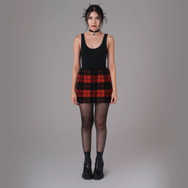 Immagine di Red And Black Checkered Mini Skirt 3