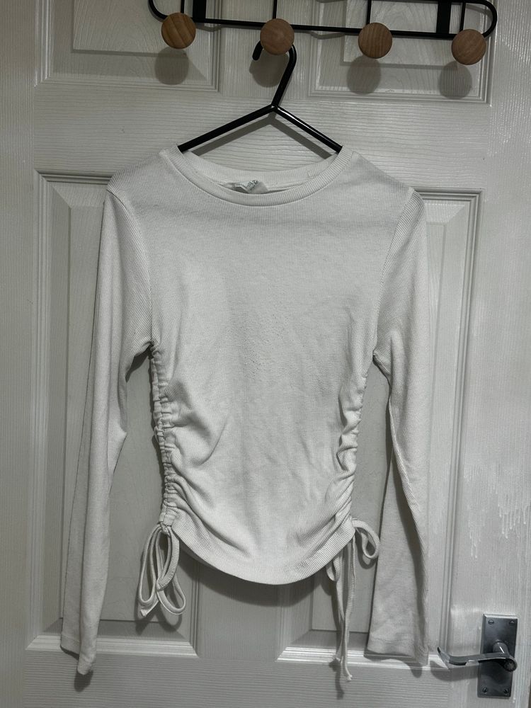 Primark White Long Sleeve Ruched Side Top product image
