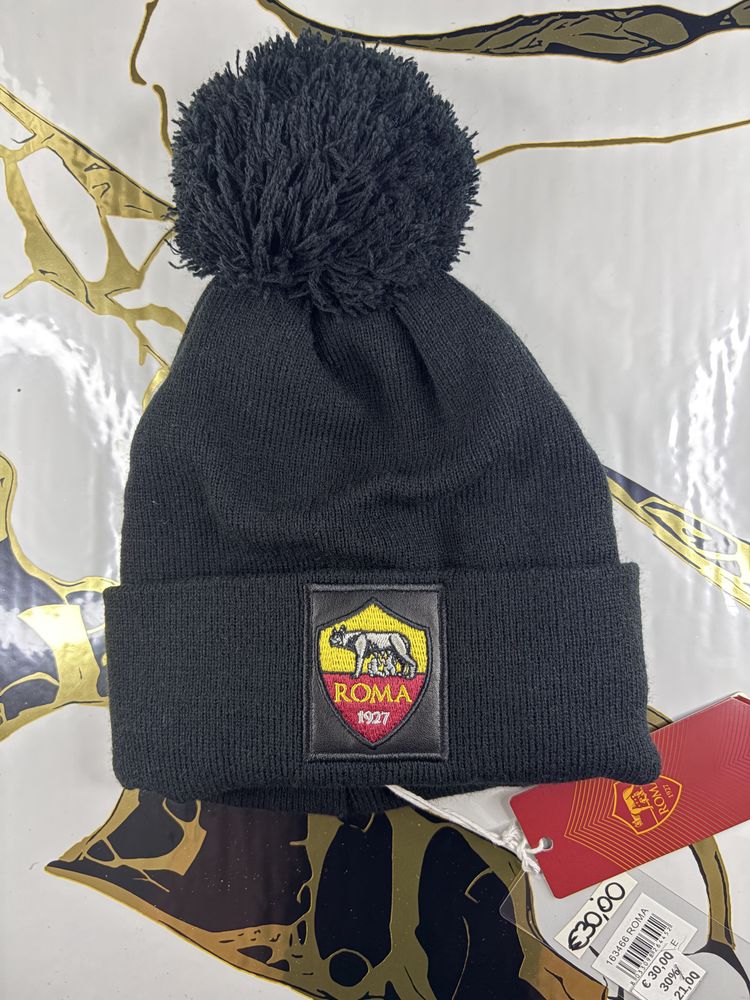 AS Roma Black Pom Pom Beanie With Roma 1927 Patch product image