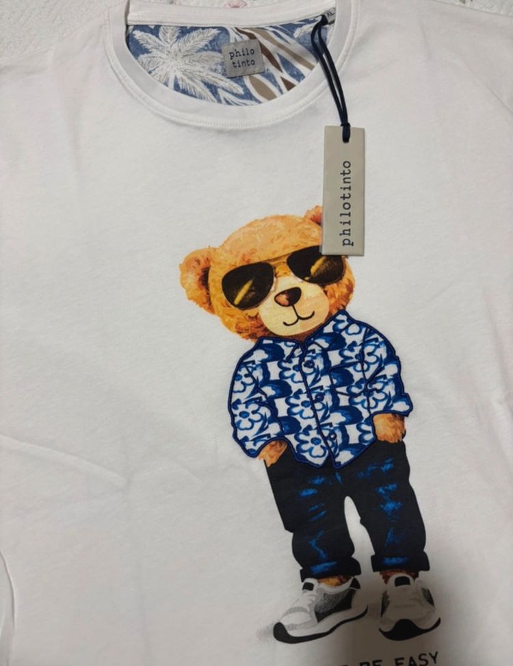 Immagine di Philotinto White T-Shirt With Bear Graphic 2