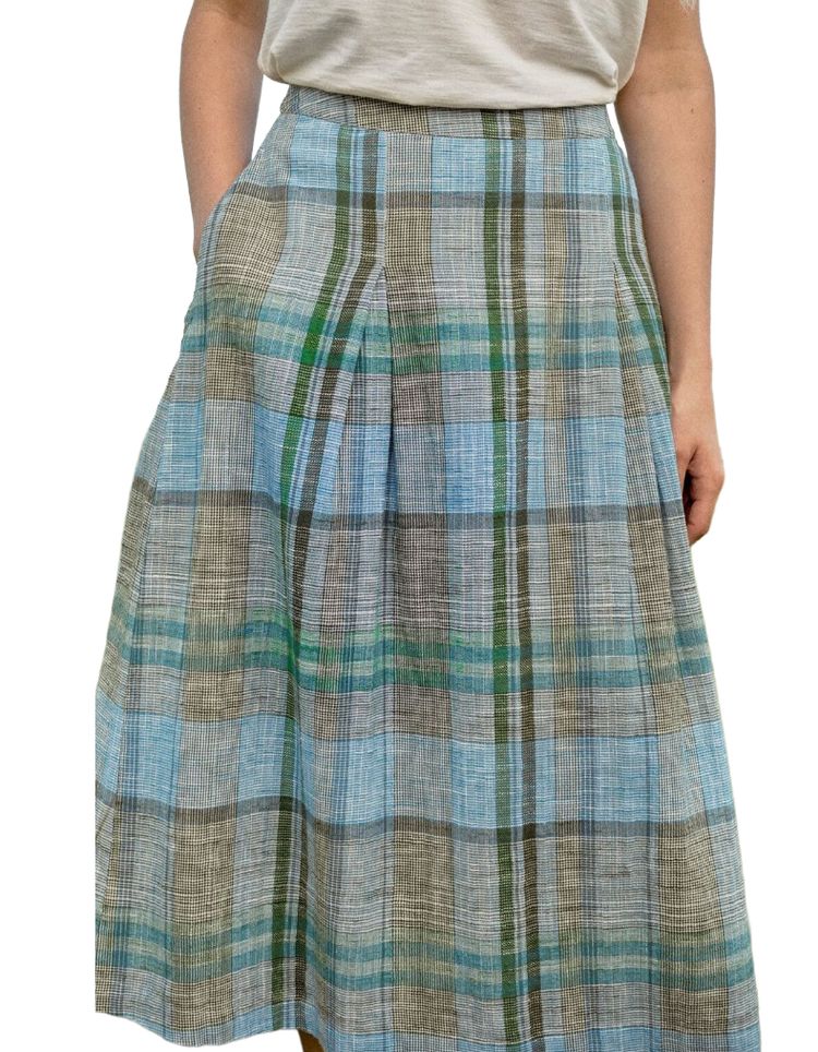Women's Printed Plaid Sandbank Skirt in Bluebell Atlas Health 3