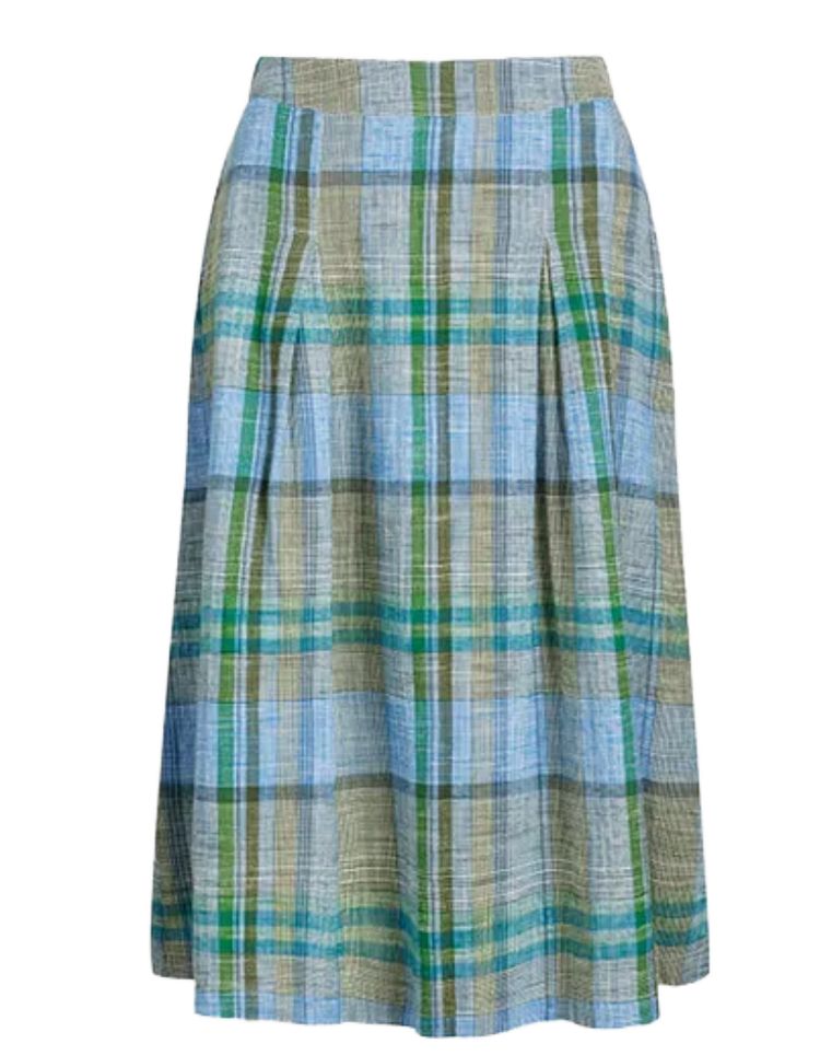 Women's Printed Plaid Sandbank Skirt in Bluebell Atlas Health 5