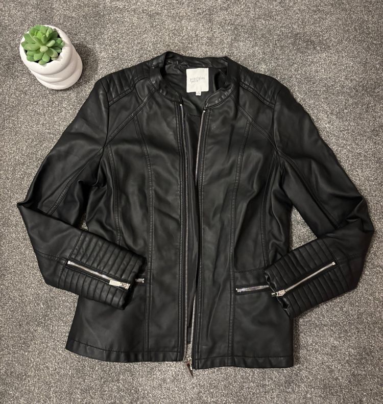 Principles Principles Petite Black Leather Jacket petite size 12 VGC product image