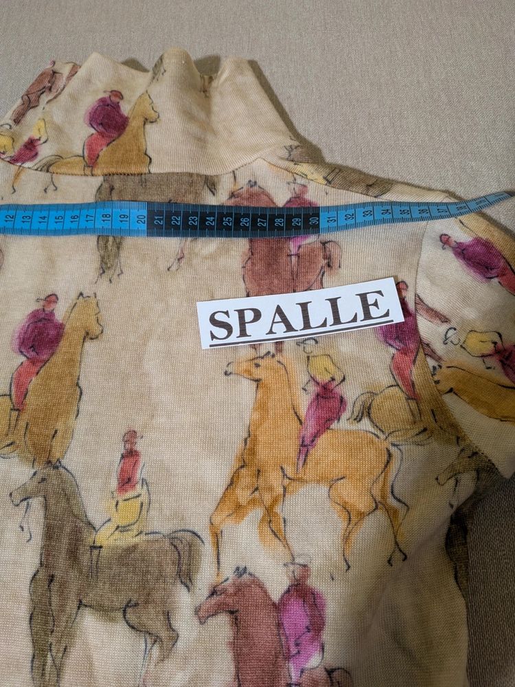 Vestito vintage a collo alto con stampa equestre – T. S/M imagen 7