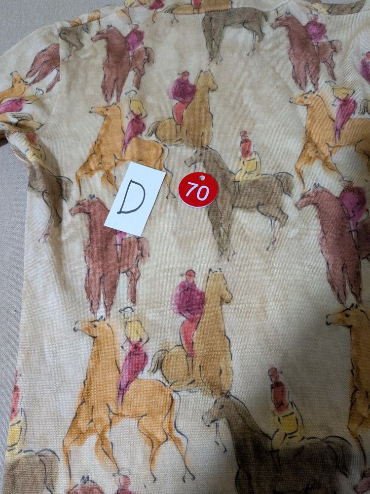 Vestito vintage a collo alto con stampa equestre – T. S/M imagen 6