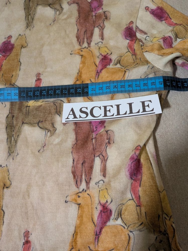 Vestito vintage a collo alto con stampa equestre – T. S/M imagen 8
