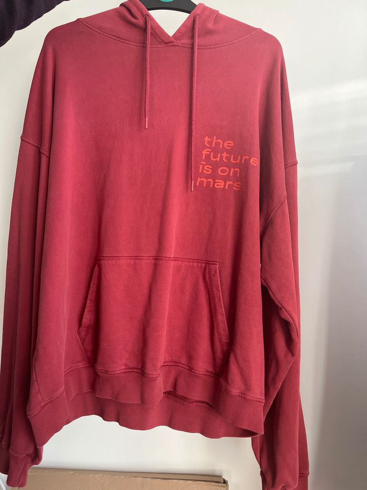 The future is on Mars - Red Hoodie With Text Print