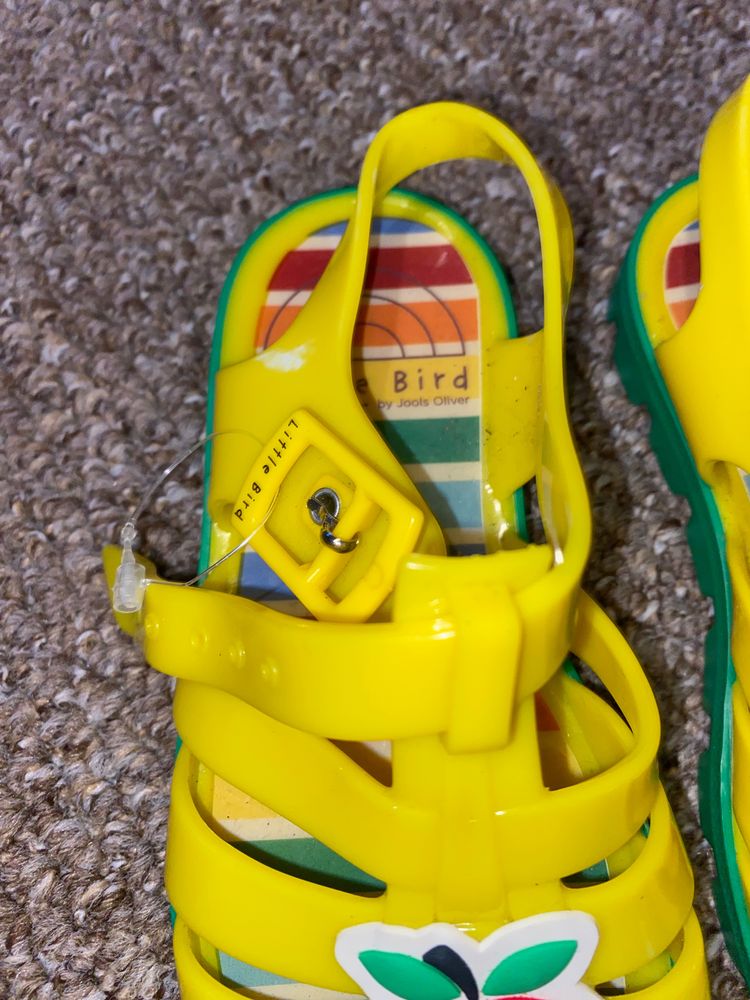 Little Bird By Jools Oliver kids size 9  Yellow Jelly Sandals With Apple Decoration