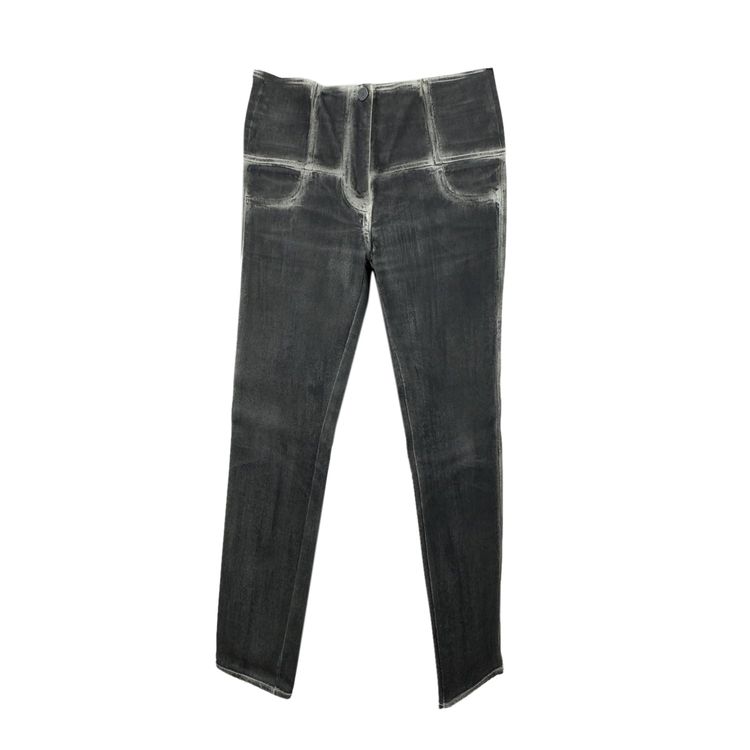 Chanel Jeans in denim grigio effetto délavé con cerniera Taglia 38 FR