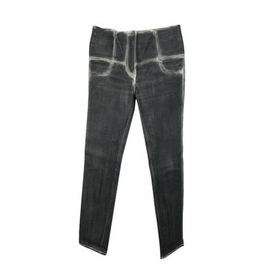 Chanel Jeans in denim grigio effetto délavé con cerniera Taglia 38 FR