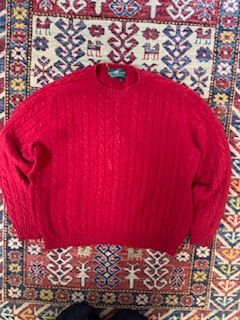 Henry Cottons Red Cable Knit Sweater