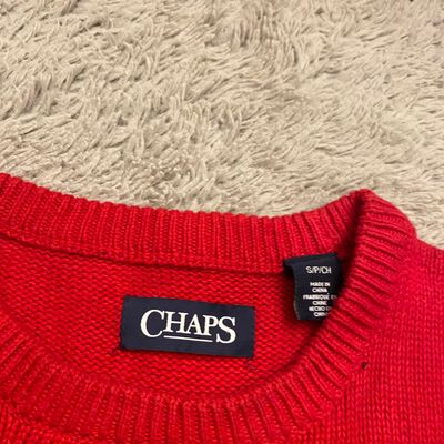 Chaps Red And Navy Striped Sweater