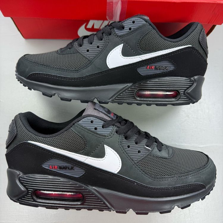 Nike Air Max 90 Size UK 9 Black Red White Anthracite Men's Trainers II6423-002 image 1