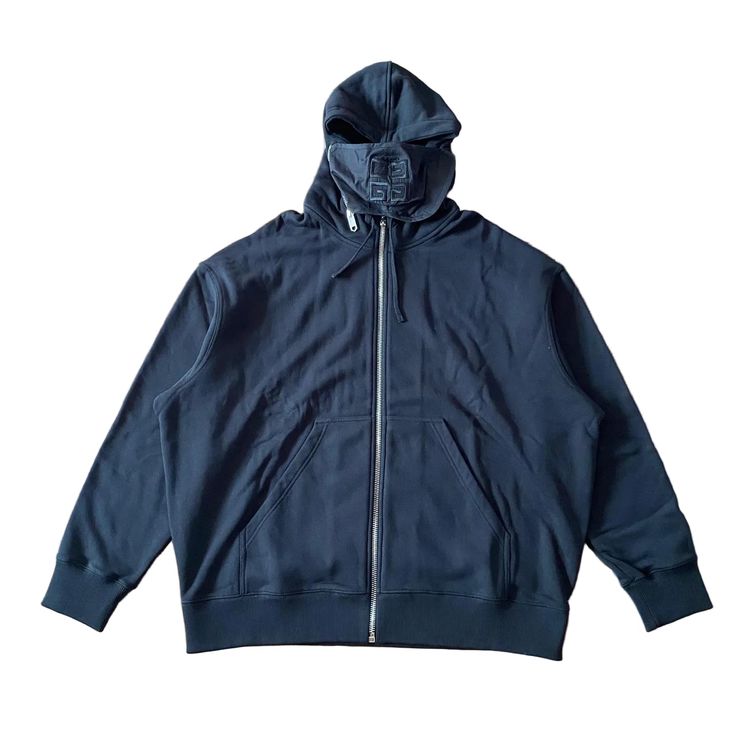 Givenchy 1 of 1 Black Embroidered 4G Logo Masked Oversized Zip Hoodie