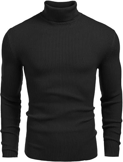 Black Ribbed Turtleneck Sweater image 1