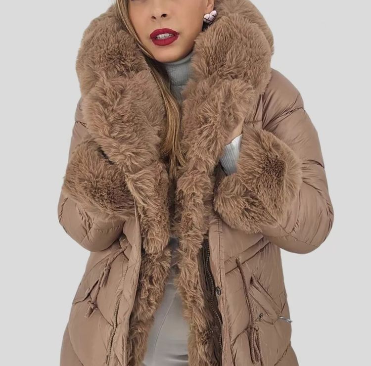 Brown Faux Fur Trim Puffer Coat 3
