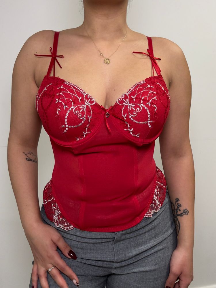 Other Red Embroidered Bustier Top product image