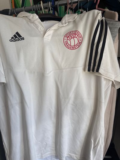 Adidas White Polo Shirt With Black Stripes