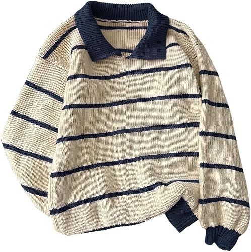 Immagine di Striped Knit Sweater With Collar 4
