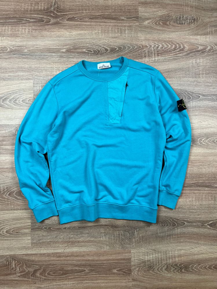 Retroflex Shop 2020 Teal Blue Stone Island Chest Zip Sweatshirt (XL) product image