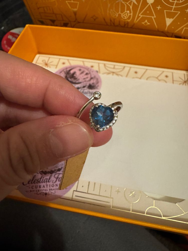 Other Heart-Shaped Blue Gemstone Ring With Small Clear Stones product image