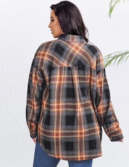 Plaid Button-Up Shirt Jacket obraz 2