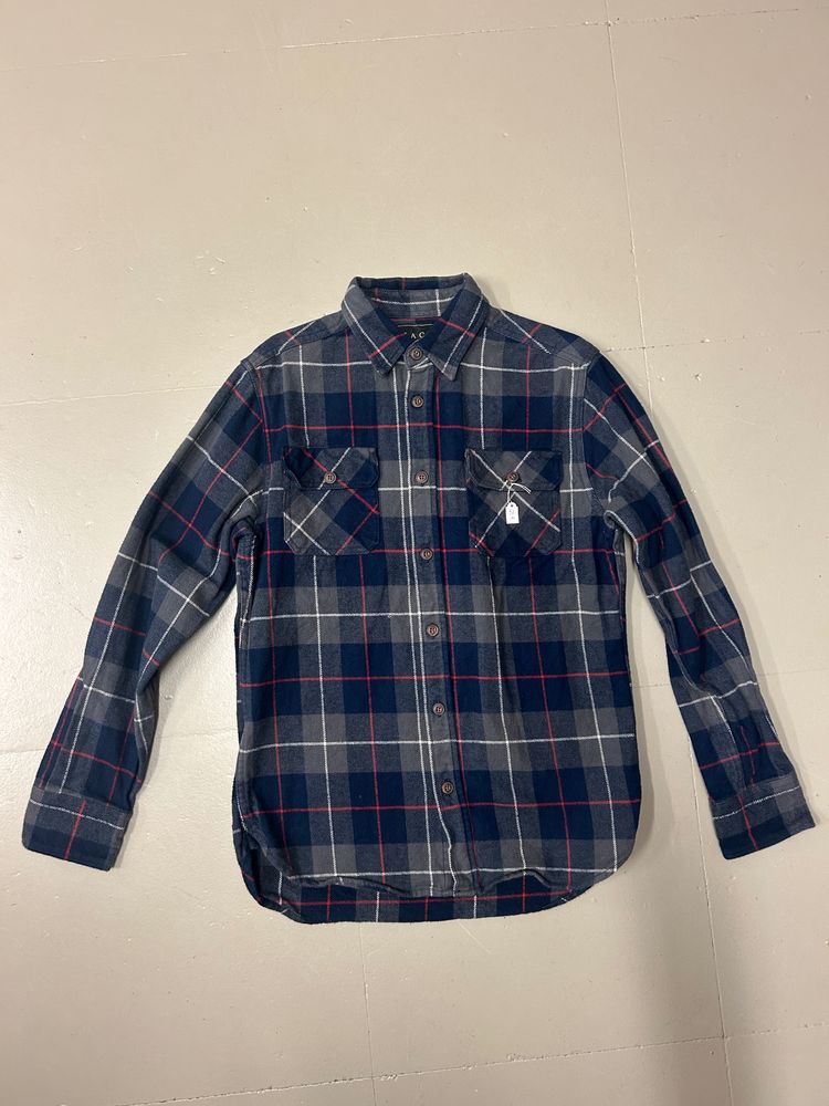 Blue And Gray Plaid Long Sleeve Shirt