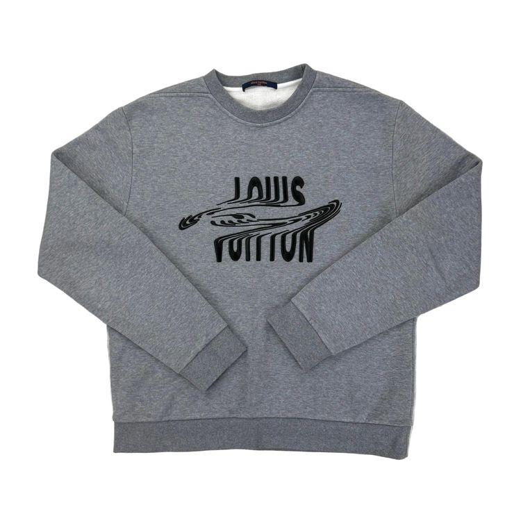 Louis Vuitton Men’s Grey Crewneck Embroidered Jumper - Medium image 1