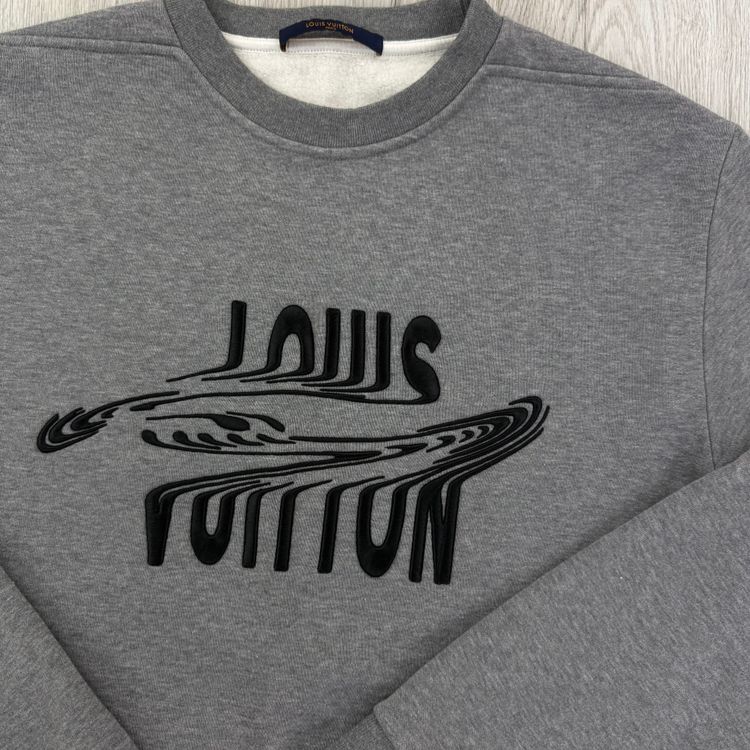 Louis Vuitton Men’s Grey Crewneck Embroidered Jumper - Medium image 2