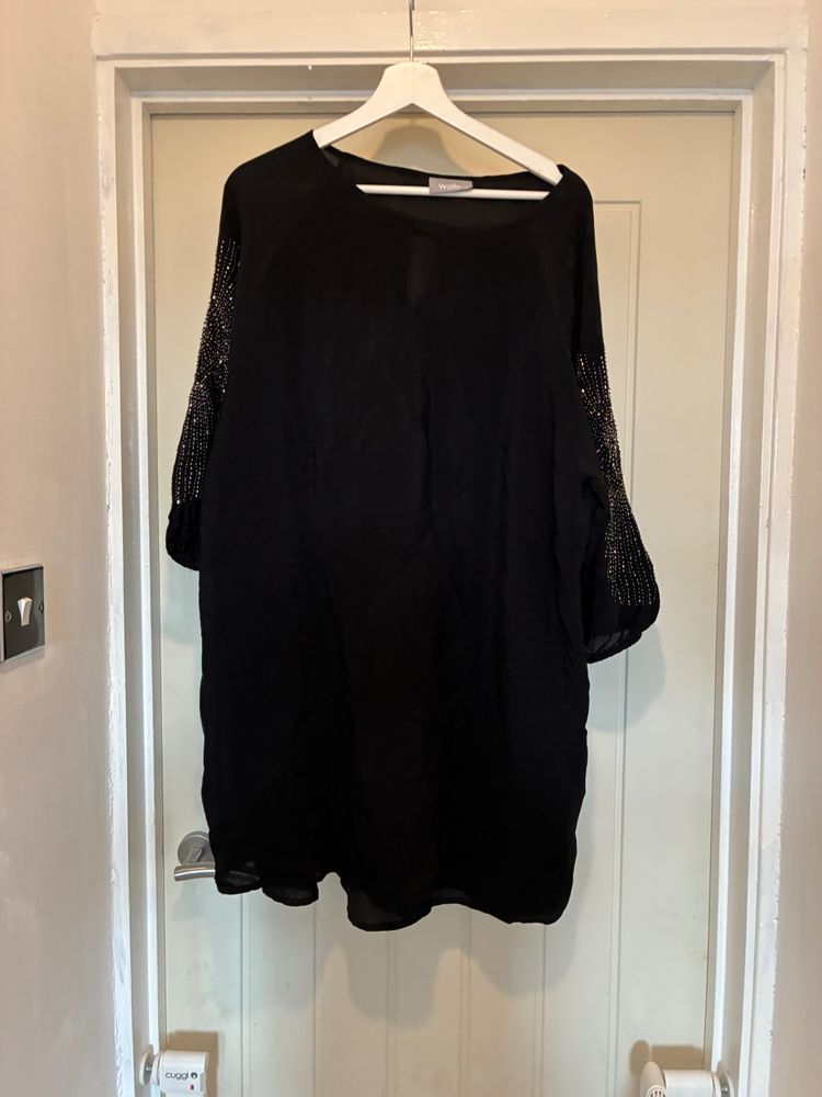Black Dress With Sheer Sleeves