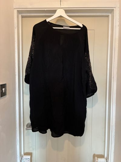 Black Dress With Sheer Sleeves