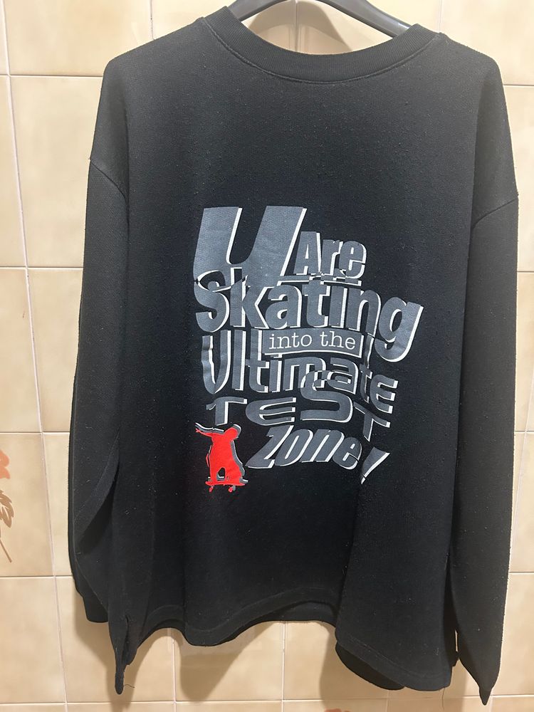 Black Sweatshirt With Graphic Text