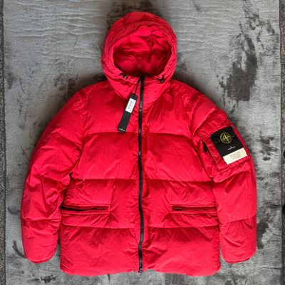 Authentic Stone Island Red Crinkle R-NY Down Puffer Jacket - XL