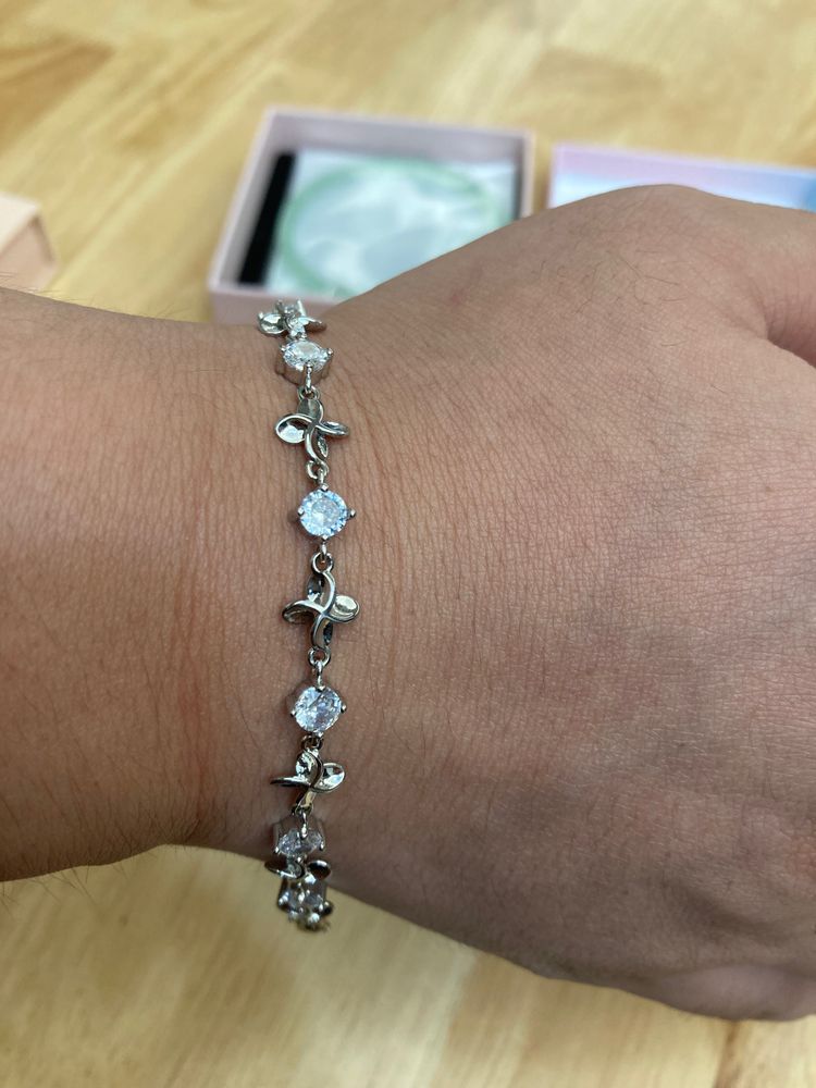 Silver Bracelet With Clear Stones image 1