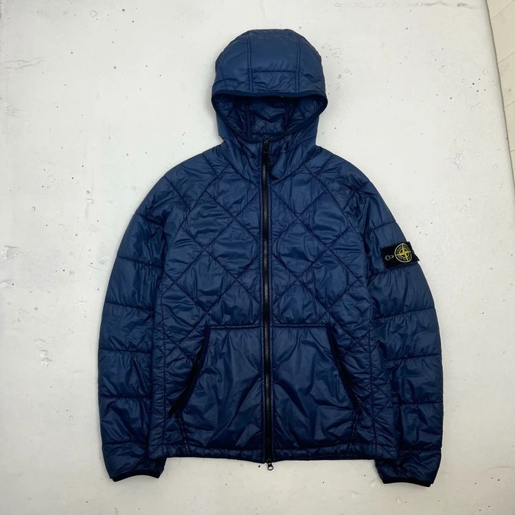 Stone Island Blue Micro Yarn Diamond Stitch Puffer Jacket image 1