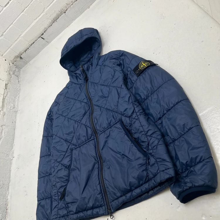 Stone Island Blue Micro Yarn Diamond Stitch Puffer Jacket image 7