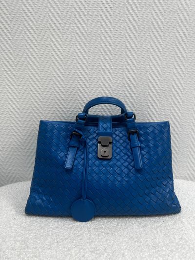 Bottega Veneta Small Roma Intrecciato bleu