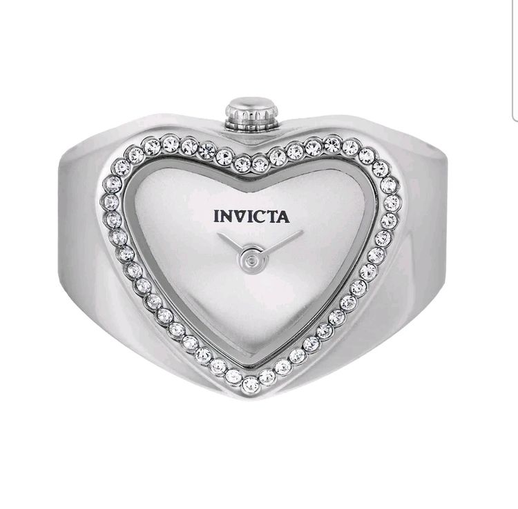 Ivicta Mini Angel Silver-Tone/Crystal Ring Watch