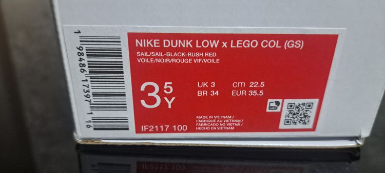 Nike Dunk Low LEGO COL (GS) UK3 EUR 35.5 White Brand New Full Box image 7