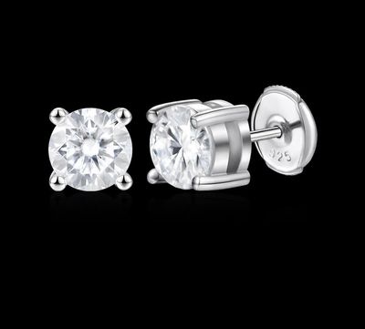 Silver Stud Earrings Srebro925+ Mossanit VVS