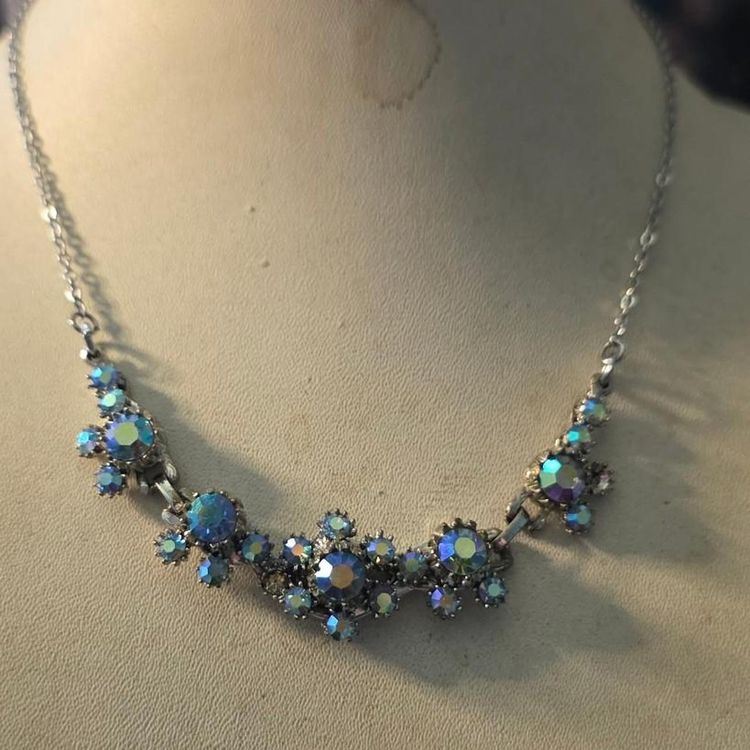 Blue Crystal Necklace #vintage  image 3