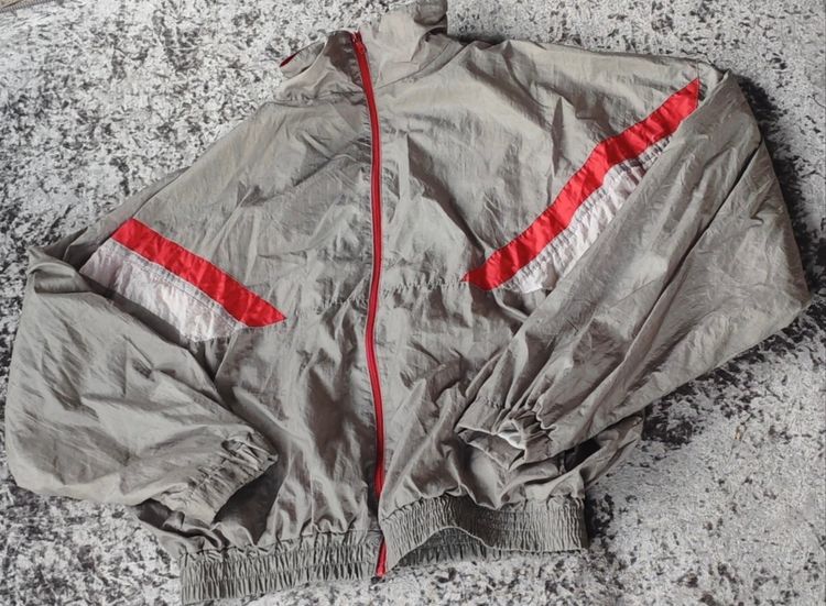 Grey Jacket With Red Stripes