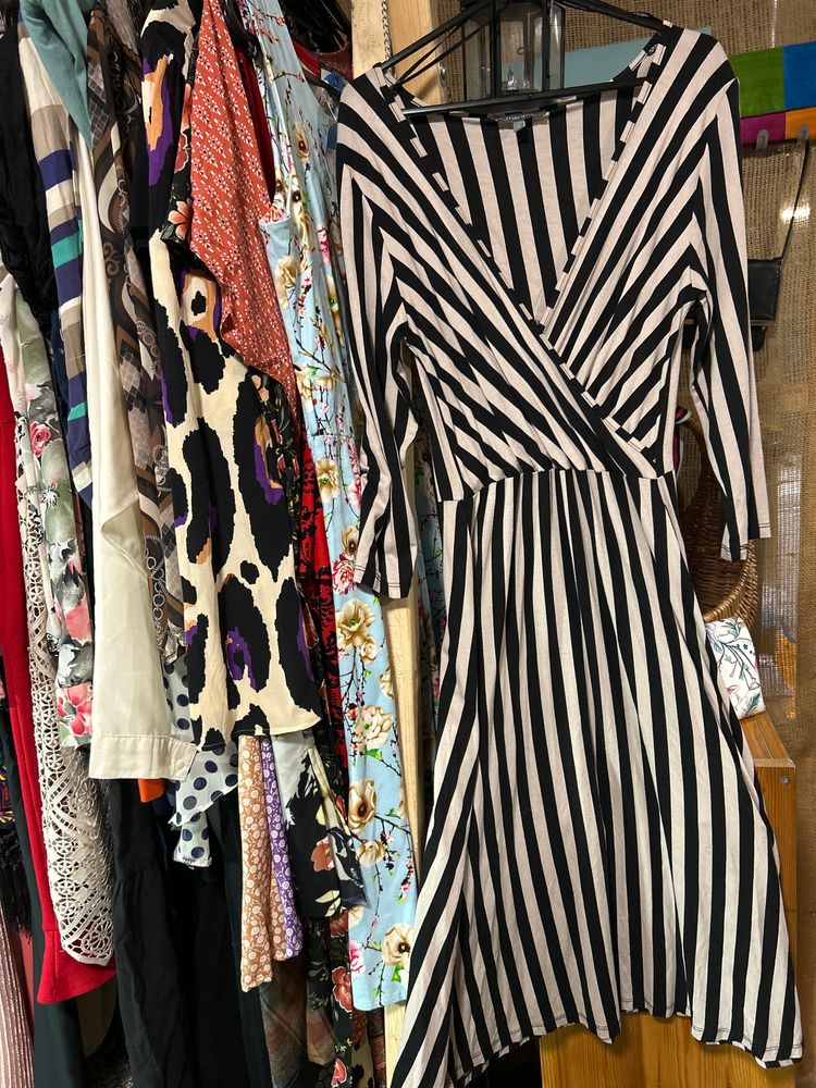 Principles Black and Mink Striped Dress