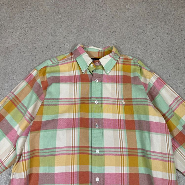 Ralph Lauren Flannel Shirt Large Orange Green Long Sleeve